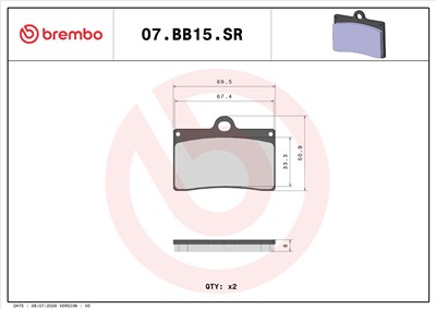 BREMBO 07BB15SR EAN: 8020584632253.