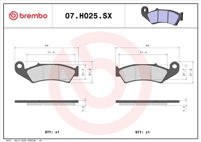 BREMBO 07HO25SX EAN: 8020584634905.