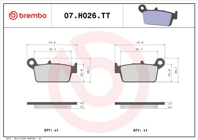 BREMBO 07HO26TT EAN: 8020584634950.