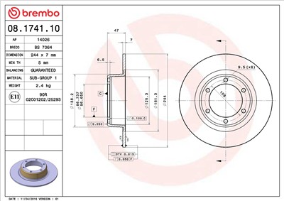 BREMBO 08.1741.10 EAN: 8020584174111.