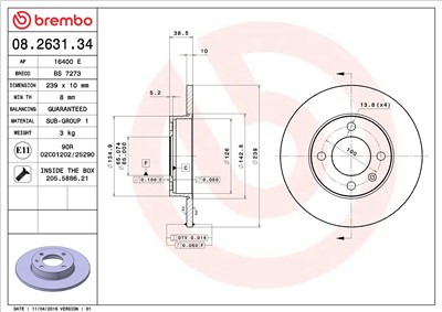 BREMBO 08.2631.34 EAN: 8020584013144.