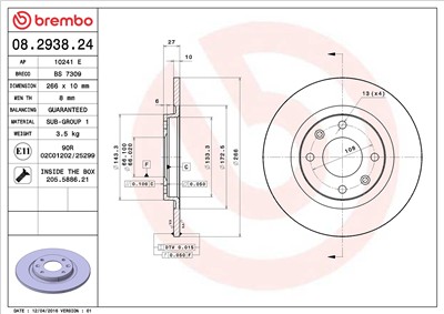 BREMBO 08.2938.24 EAN: 8020584012253.