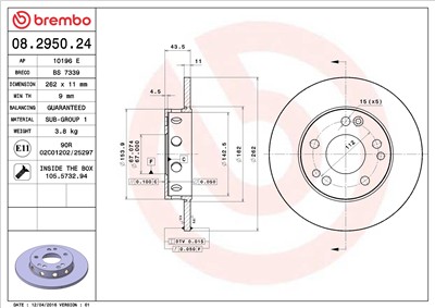 BREMBO 08.2950.24 EAN: 8020584012260.