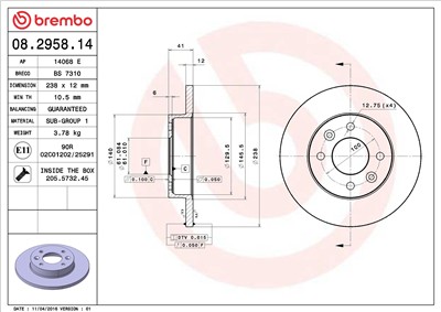 BREMBO 08.2958.14 EAN: 8020584013007.
