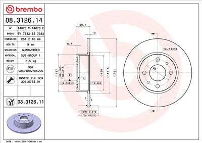 BREMBO 08.3126.11 EAN: 8020584213926.