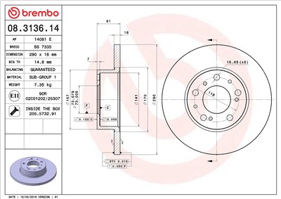 BREMBO 08.3136.14 EAN: 8020584013458.