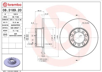 BREMBO 08.3189.20 EAN: 8020584318928.