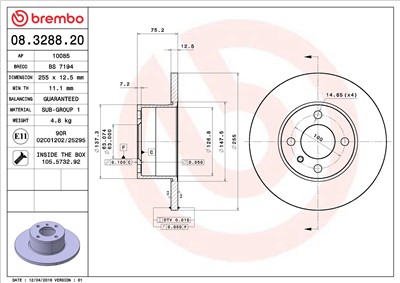 BREMBO 08.3288.20 EAN: 8020584328828.