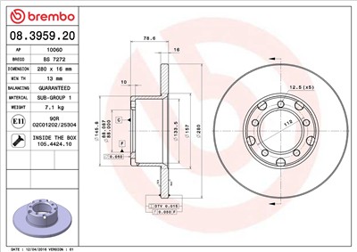 BREMBO 08.3959.20 EAN: 8020584395929.