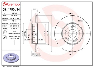 BREMBO 08.4750.34 EAN: 8020584012291.