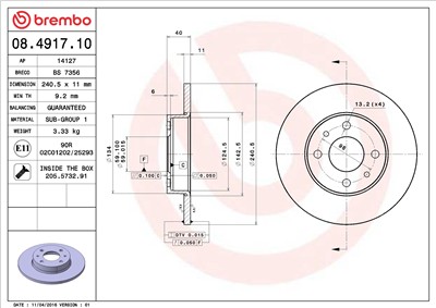 BREMBO 08.4917.10 EAN: 8020584491713.