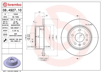 BREMBO 08.4927.10 EAN: 8020584492710.