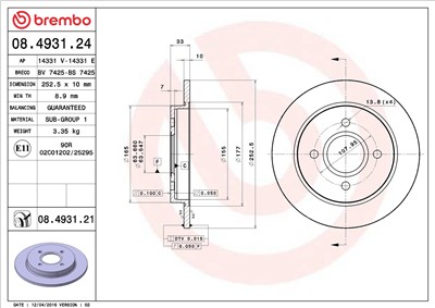 BREMBO 08.4931.21 EAN: 8020584213896.
