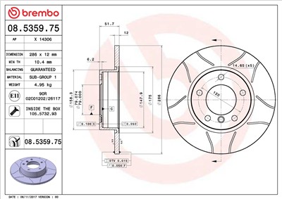 BREMBO 08.5359.75 EAN: 8020584011232.