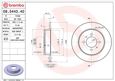 BREMBO 08.5443.40 EAN: 8020584544341.