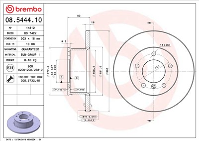 BREMBO 08.5444.10 EAN: 8020584544419.
