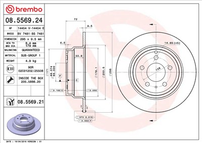 BREMBO 08.5569.21 EAN: 8020584014790.