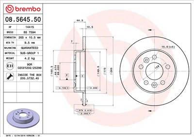 BREMBO 08.5645.50 EAN: 8020584564554.