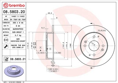 BREMBO 08.5803.21 EAN: 8020584031537.