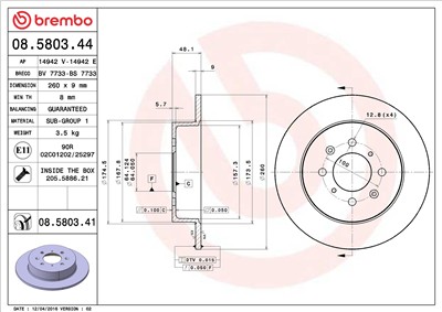 BREMBO 08.5803.41 EAN: 8020584210468.