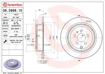 BREMBO 08.5898.10 EAN: 8020584589816.
