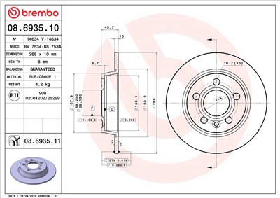 BREMBO 08.6935.10 EAN: 8020584693513.
