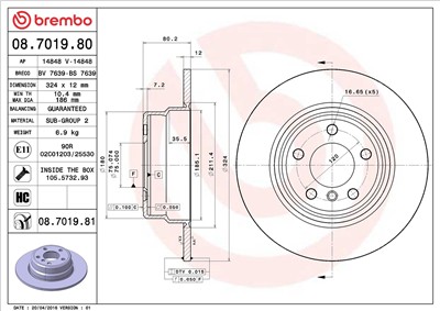 BREMBO 08.7019.81 EAN: 8020584025802.