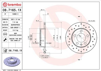 BREMBO 08.7165.1X EAN: 8020584212257.