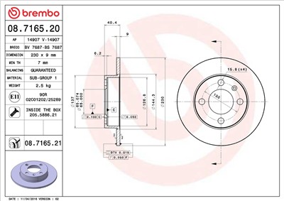 BREMBO 08.7165.21 EAN: 8020584214466.