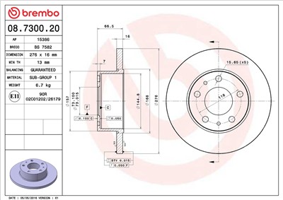 BREMBO 08.7300.20 EAN: 8020584730027.