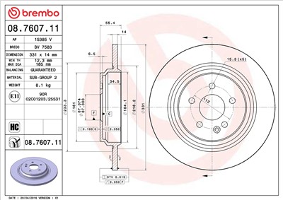 BREMBO 08.7607.11 EAN: 8020584012000.