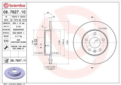BREMBO 08.7627.11 EAN: 8020584026489.