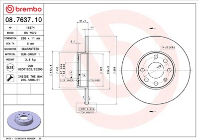 BREMBO 08.7637.10 EAN: 8020584763711.