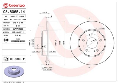 BREMBO 08.8065.14 EAN: 8020584015575.