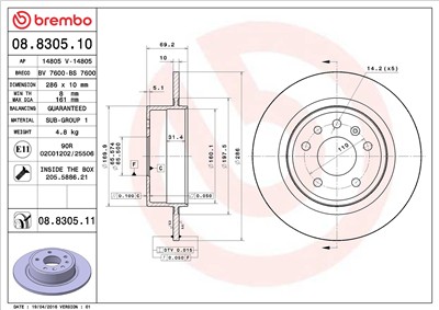 BREMBO 08.8305.11 EAN: 8020584016190.