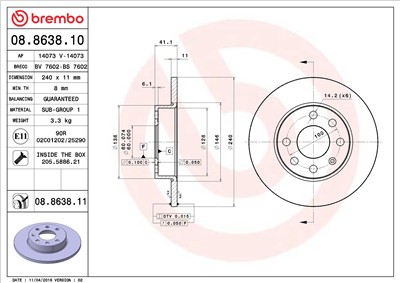BREMBO 08.8638.11 EAN: 8020584214015.
