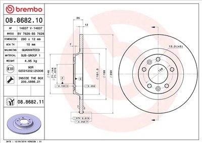 BREMBO 08.8682.11 EAN: 8020584031360.