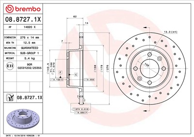 BREMBO 08.8727.1X EAN: 8020584215272.
