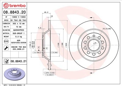 BREMBO 08.8843.21 EAN: 8020584024966.
