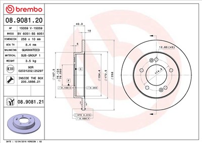 BREMBO 08.9081.21 EAN: 8020584222447.