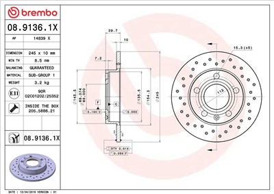 BREMBO 08.9136.1X EAN: 8020584217399.