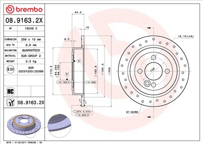 BREMBO 08.9163.2X EAN: 8020584220610.