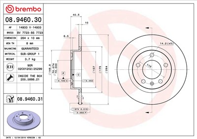 BREMBO 08.9460.31 EAN: 8020584225141.