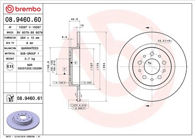 BREMBO 08.9460.61 EAN: 8020584220092.