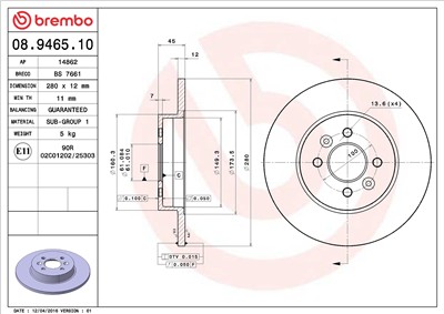 BREMBO 08.9465.10 EAN: 8020584946510.