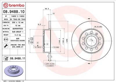 BREMBO 08.9488.11 EAN: 8020584022993.