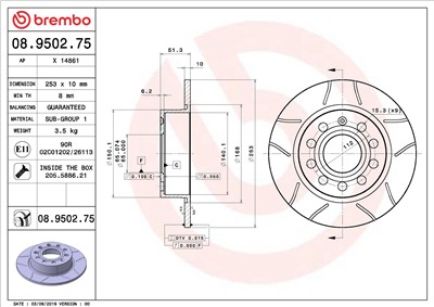BREMBO 08.9502.75 EAN: 8020584236727.