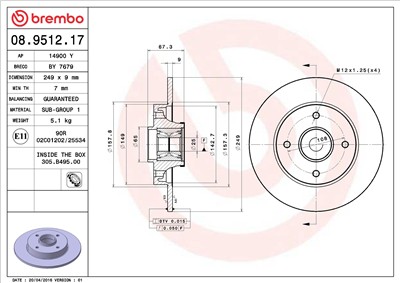 BREMBO 08.9512.17 EAN: 8020584014370.