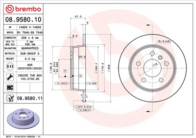 BREMBO 08.9580.11 EAN: 8020584024164.