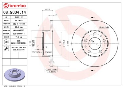 BREMBO 08.9604.14 EAN: 8020584960417.